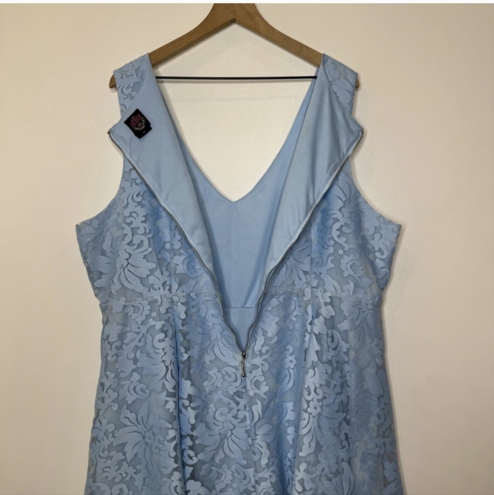 TORRID REBEL WILSON Light Blue Lace Print Sleeveless Fit & Flare Mini Dress 24